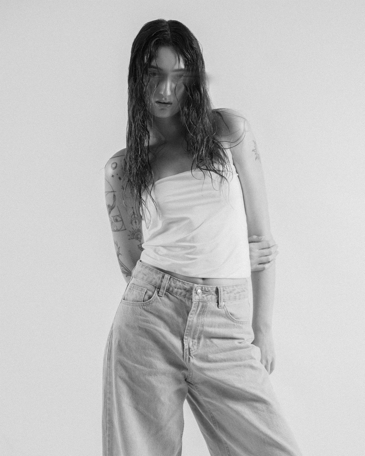 Studio fashion portrait — black and white, editorial, Melbourne studio